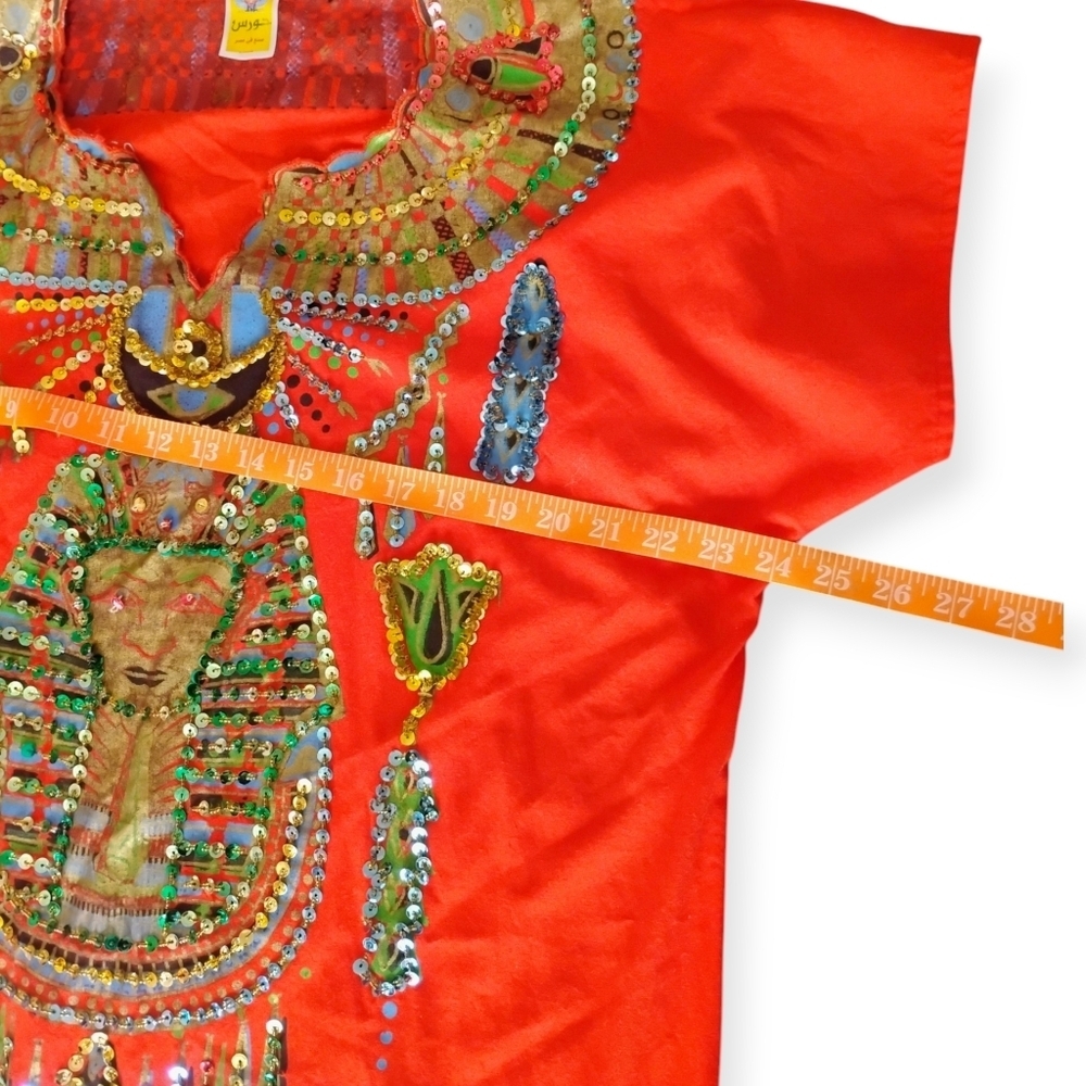 Egyptian Sequin Jalabiya Maxi Dress King Tut Red - Picture 10 of 13
